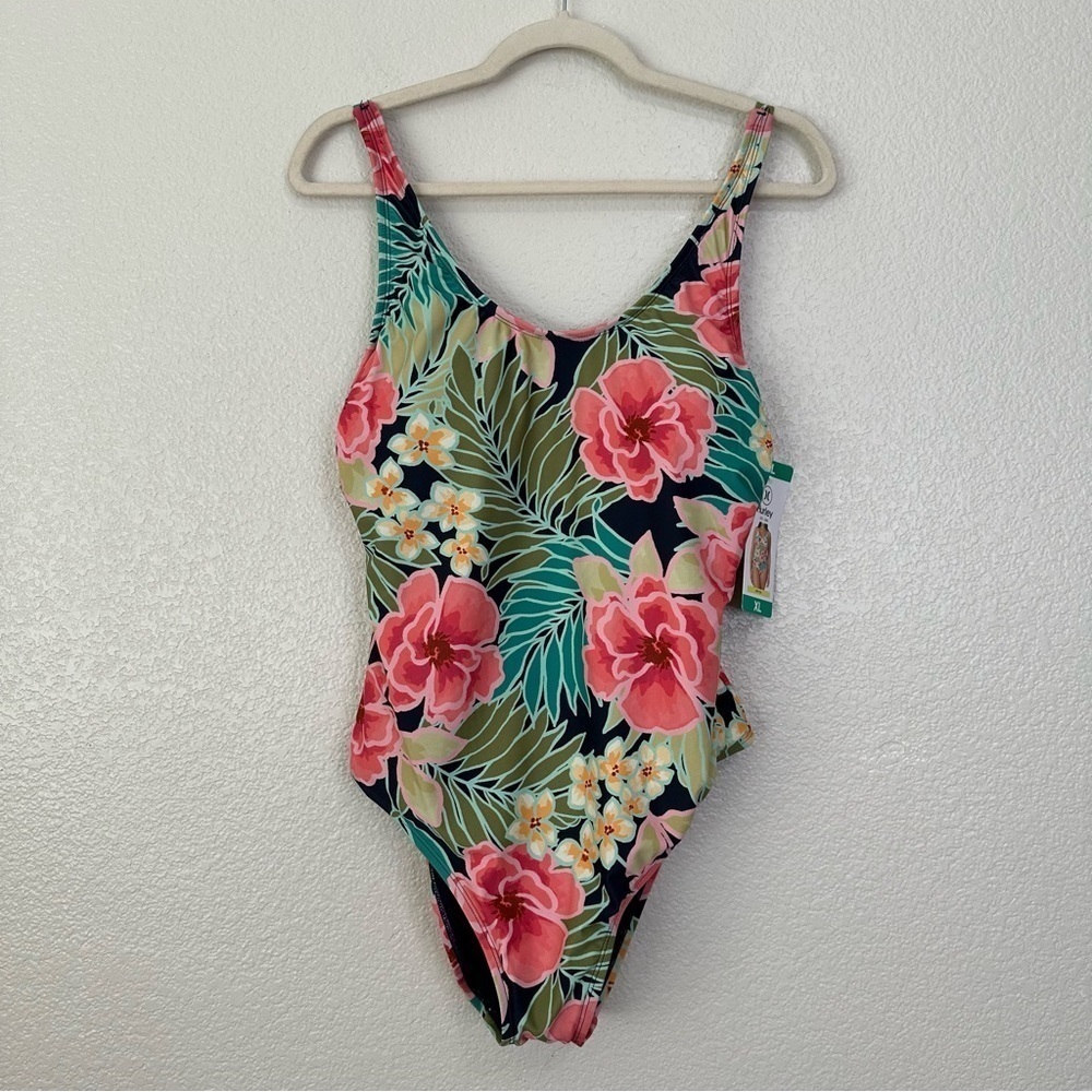 NWT Hurley Floral UPF 50+ Sun Protection One Piece Swimsuit, Size XL